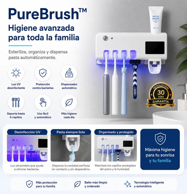 Esterilizador PureBrush™ - Higiene Dental Familiar