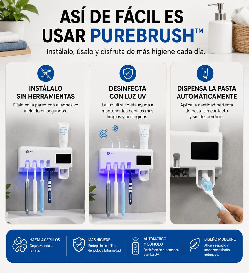 Esterilizador PureBrush™ - Higiene Dental Familiar