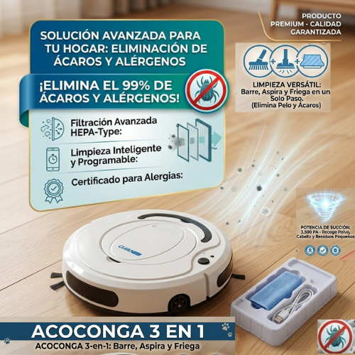 ELIMINA HASTA EL 99% DE ÁCAROS Y PELOS DE MASCOTAS SIN VOLVER A BARRER TU CASA